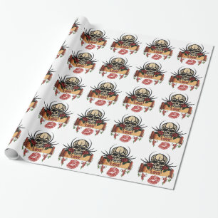 Papel De Presente RAB Rockabilly Caveira Rosas Amor Batom