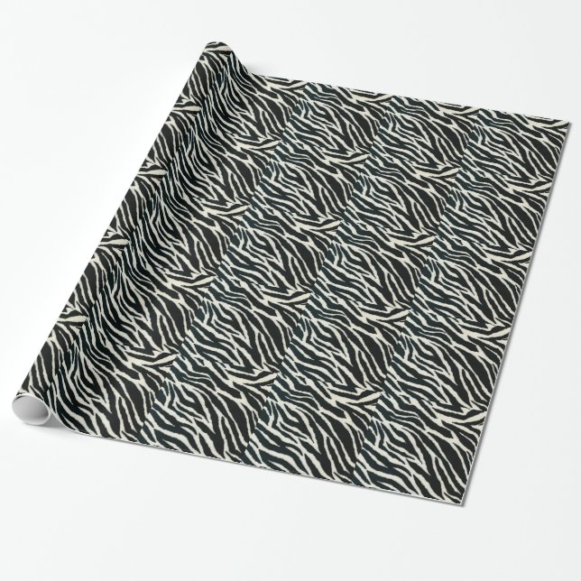 Papel De Presente RAB Rockabilly Estampa de Zebra Preto & Branco (Desenrolado)