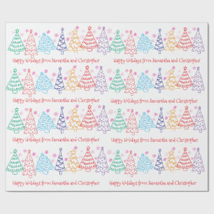 Papel De Presente Rabisco de Natal Divertido Mínimo Festivo Moderno