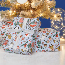 Papel De Presente Rabiscos Ditsy de Natal