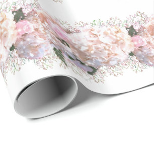 Papel De Presente Raça branca romântica hydrangeas rosa
