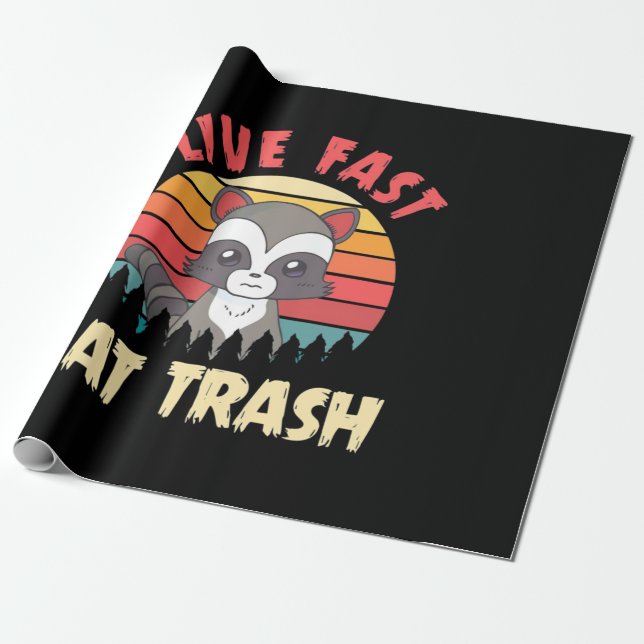 Papel De Presente Raccoon Lover Live Fast Comer Lixo (Desenrolado)