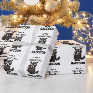 Papel De Presente Raccoon, sou uma Coruja Noite Engraçado Raccoon