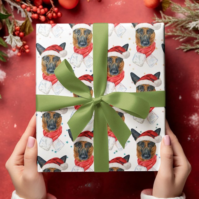 Papel De Presente Rações de Cachorros de Aquarela de Natal german sh (Criador carregado)
