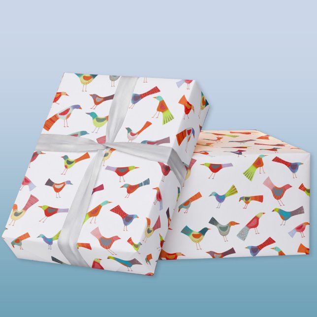 Papel De Presente Rainbow Bird (Fun Rainbow Bird gift wrap)