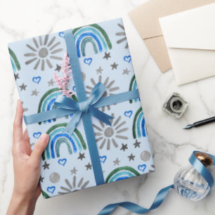 Papel De Presente Rainbow Boho - Chá de fraldas de aniversário