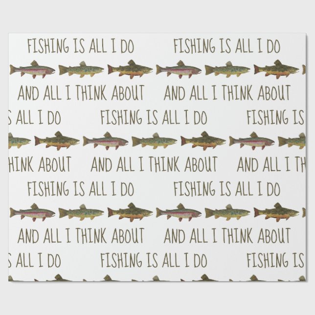 Papel De Presente Rainbow Brown Brook Trout Fishing Quote (Aberto)