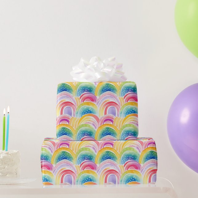 Papel De Presente  Rainbow Colors Pattern  (Presentes para festas)