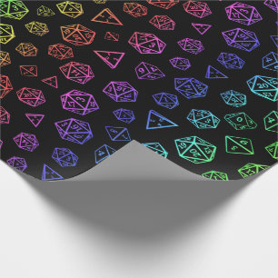 Papel De Presente Rainbow D20 jogando com o padrão de dados