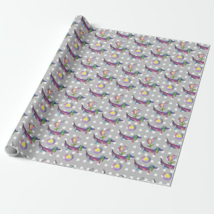 Papel De Presente Rainbow Doxie com Flores