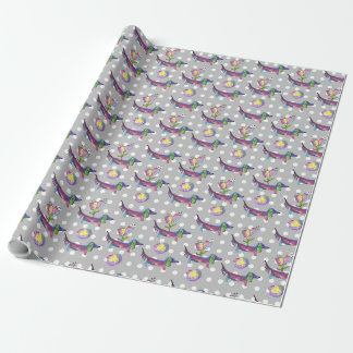 Papel De Presente Rainbow Doxie com Flores
