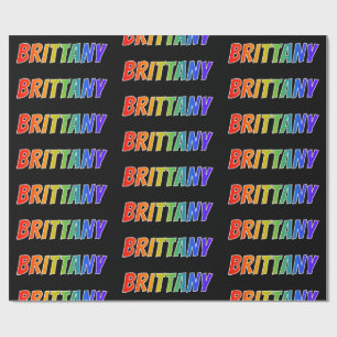 Papel De Presente Rainbow First Name "BRITTANY"; Divertido e colorid
