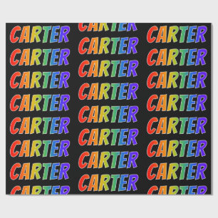 Papel De Presente Rainbow First Name "CARTER"; Divertido e colorido