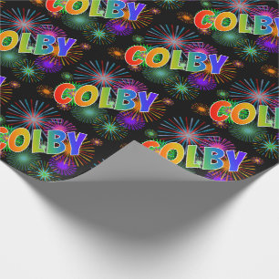 Papel De Presente Rainbow First Name "COLBY" + Fireworks