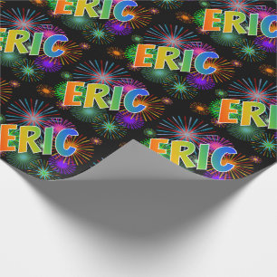 Papel De Presente Rainbow First Name "ERIC" + Fireworks