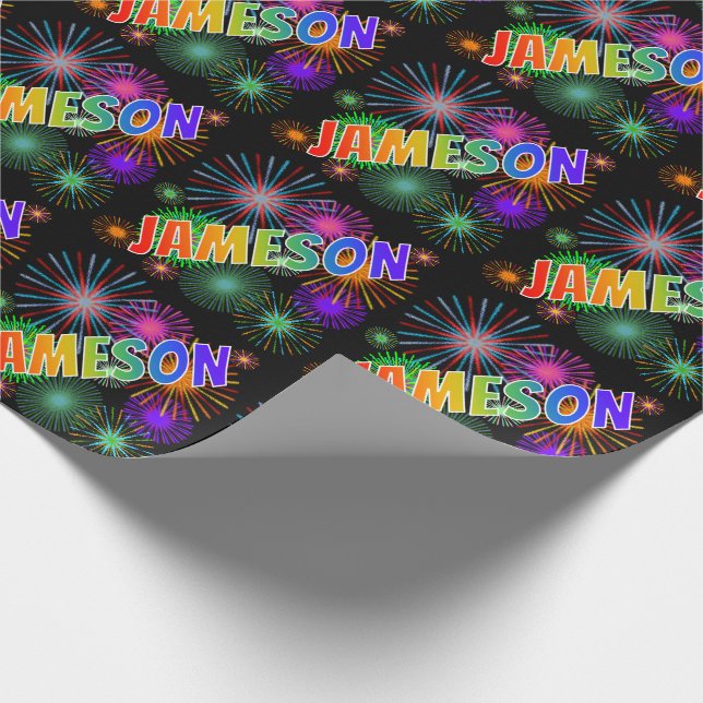 Papel De Presente Rainbow First Name "JAMESON" + Fireworks (Ponta)