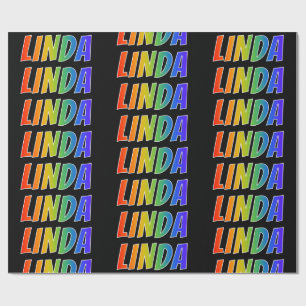 Papel De Presente Rainbow First Name "LINDA"; Divertido e colorido