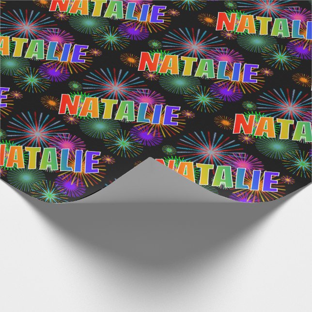 Papel De Presente Rainbow First Name "NATALIE" + Fireworks (Ponta)