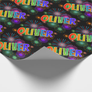 Papel De Presente Rainbow First Name "OLIVER" + Fireworks