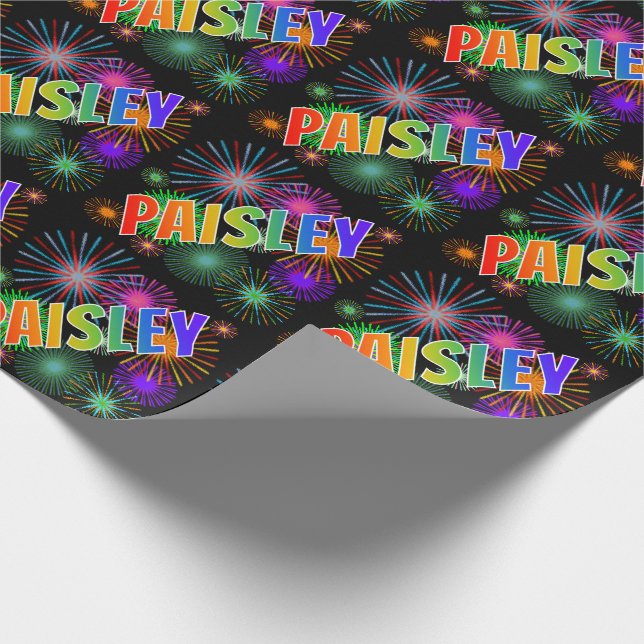 Papel De Presente Rainbow First Name "PAISLEY" + Fireworks (Ponta)