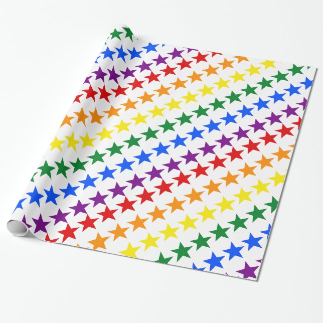 Papel De Presente RAINBOW FLAG STARS + suas ideias (Desenrolado)