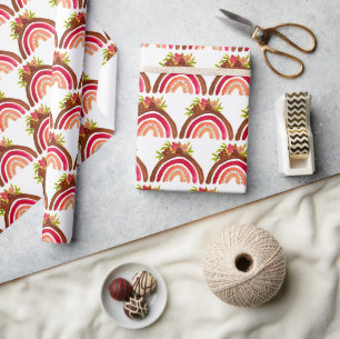 Papel De Presente Rainbow Floral Chá de fraldas Gênero Rapariga Neut
