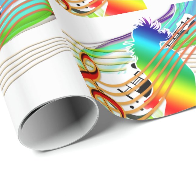 Papel De Presente Rainbow Girl Com Notas De Música (Ponta do rolo)