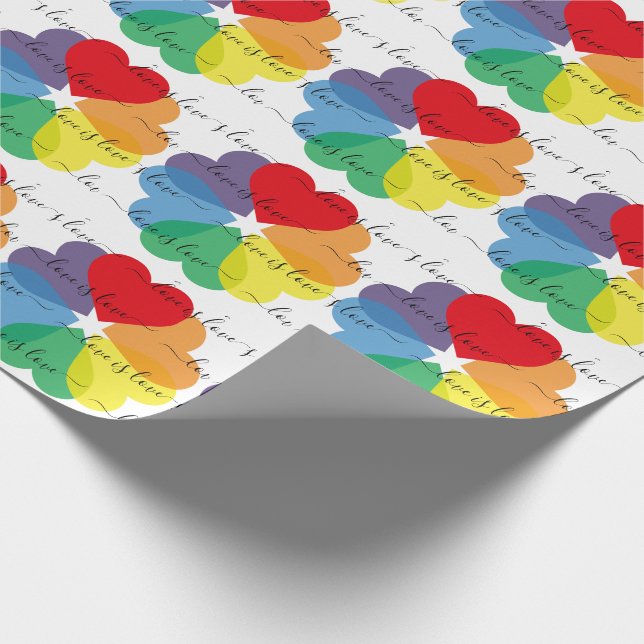 Papel De Presente Rainbow Hearts Love Is Love (Ponta)