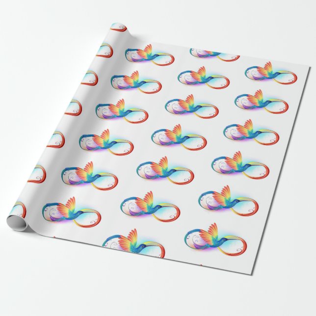 Papel De Presente Rainbow Hummingbird with Infinity symbol (Desenrolado)