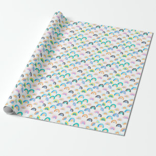 Papel De Presente Rainbow infantil, Padrão de Crianças Aquecidas.