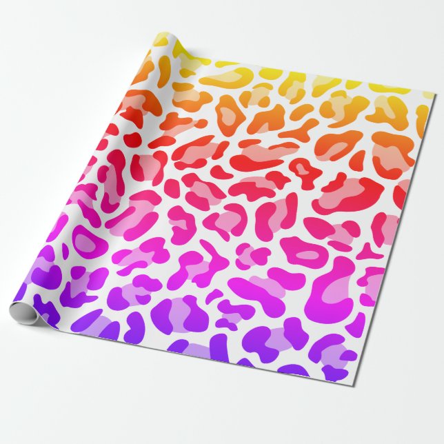 Papel De Presente Rainbow Leopard Skin (Desenrolado)