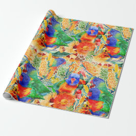 Papel De Presente Rainbow Lorikeet Garden