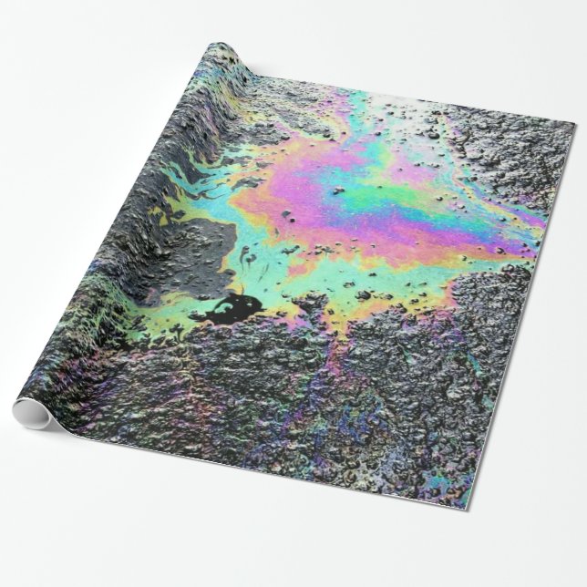 Papel De Presente Rainbow Oil Slick (Desenrolado)