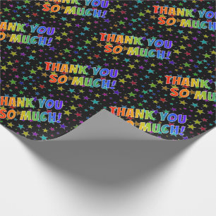 Papel De Presente Rainbow Olha "MUITO OBRIGADO!", Stars Pattern