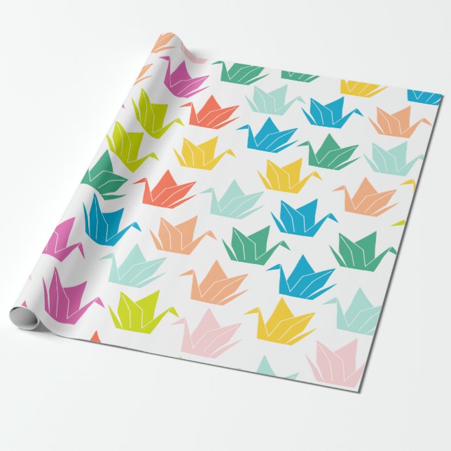 Papel De Presente Rainbow Origami Crane Wrapping Paper (Desenrolado)