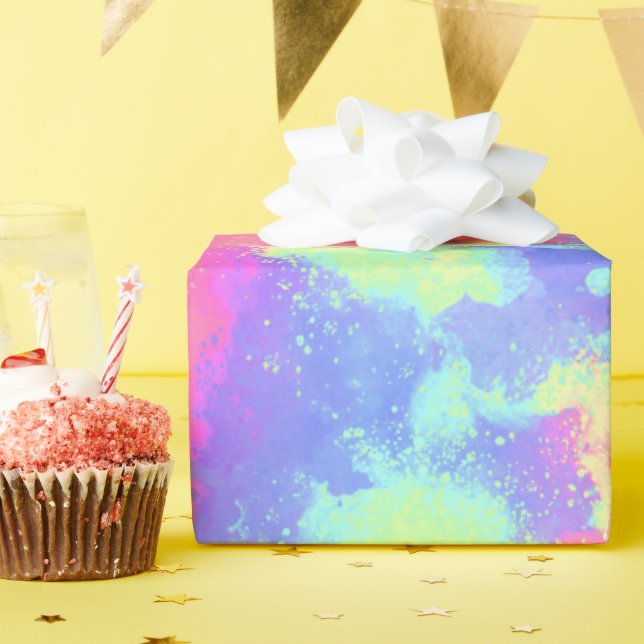 Papel De Presente Rainbow Paint Splatter (Festa de aniversário)