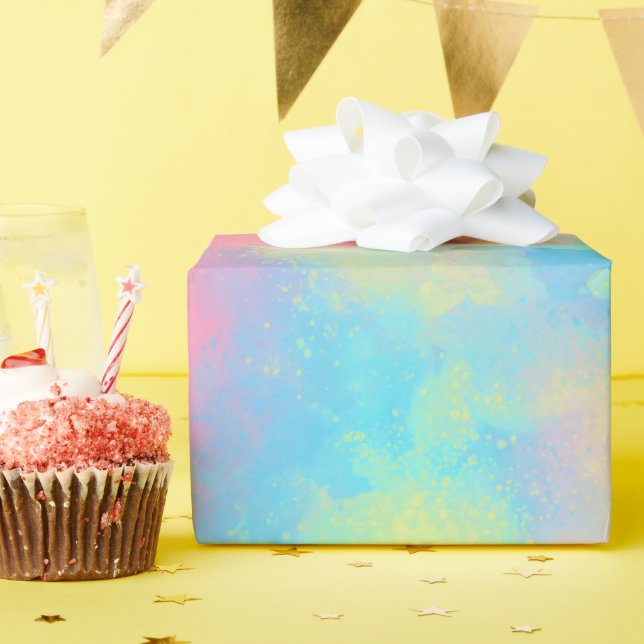 Papel De Presente Rainbow Paint Splatter (Festa de aniversário)