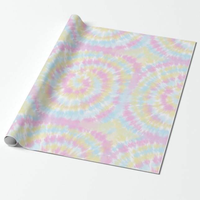 Papel De Presente Rainbow Pastel Tie Dye (Desenrolado)