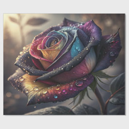 Papel De Presente Rainbow Rose Wrapping Paper — Elegant Multicolor