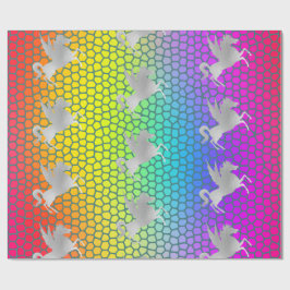 Papel De Presente Rainbow SILVER UNICORN BIRTHDAY WRAP