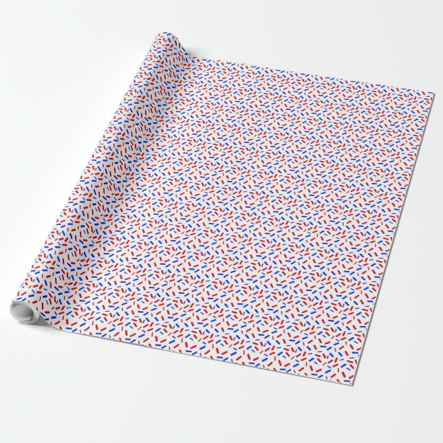 Papel De Presente Rainbow Sprinkles Red White Blue Bandeira American (Desenrolado)