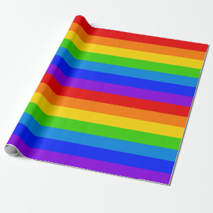 Papel De Presente Rainbow Stripes 7 Cores Roll Contínuo Sem Costura
