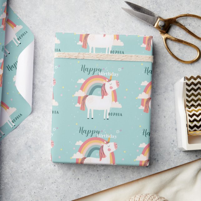 Papel De Presente Rainbow Unicorn (Criador carregado)