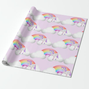 Papel De Presente Rainbow Unicorn - Coroa Mágica Roxo