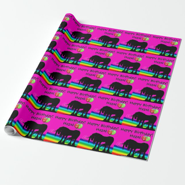 Papel De Presente Rainbow Unicorn Party (Desenrolado)