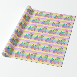 Papel De Presente Rainbow Unicorn Pastel Striped
