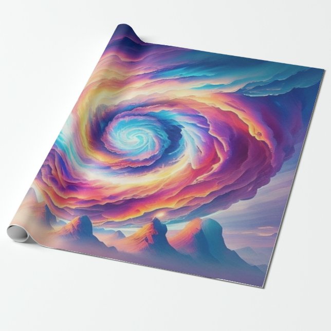 Papel De Presente Rainbow Vortex Colorful Tornado (Desenrolado)