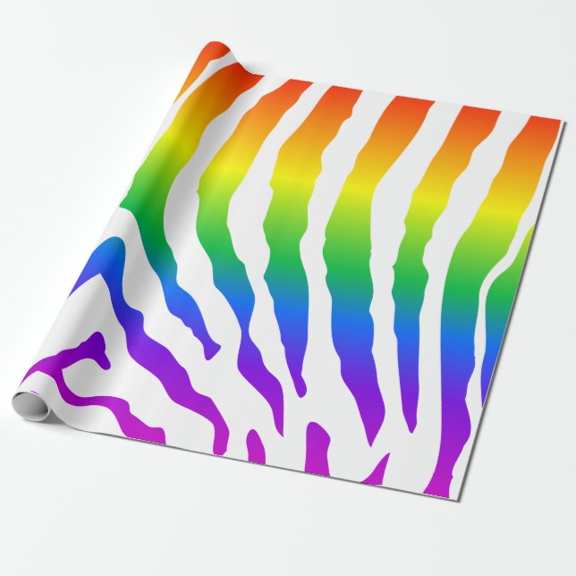 Papel De Presente Rainbow Zebra Pattern (Desenrolado)
