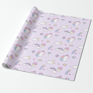 Papel De Presente Rainbows e Unicórnios