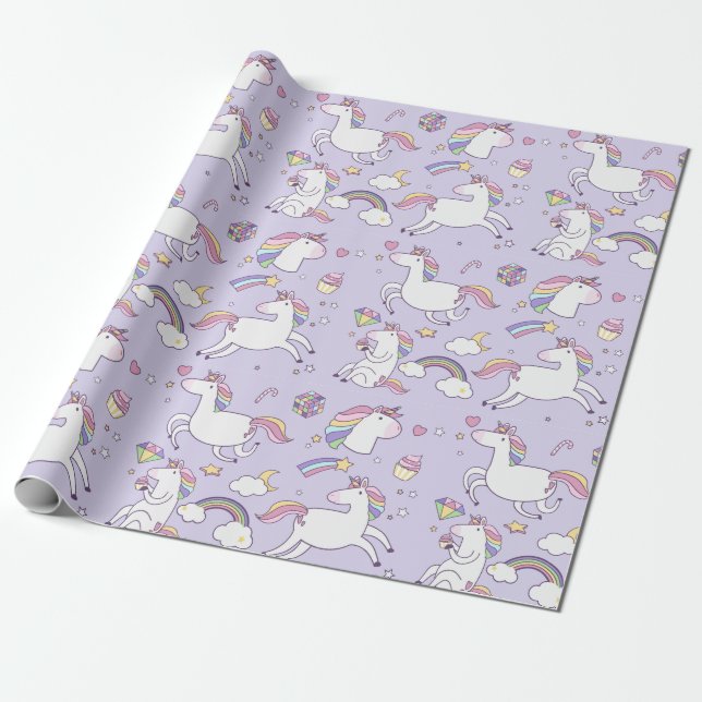 Papel De Presente Rainbows e Unicórnios (Desenrolado)